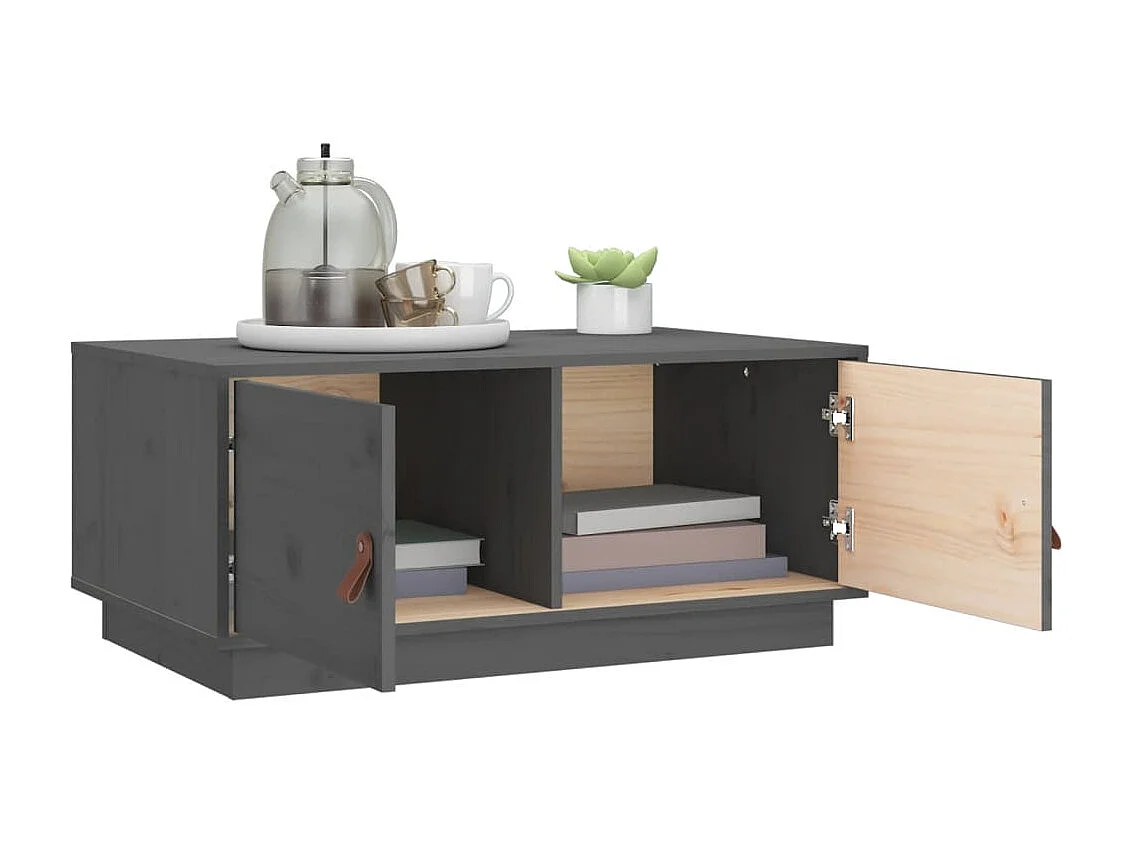 Table basse Gris 80x50x35 cm Bois massif de pin OFR37215 BonneVie Meuble