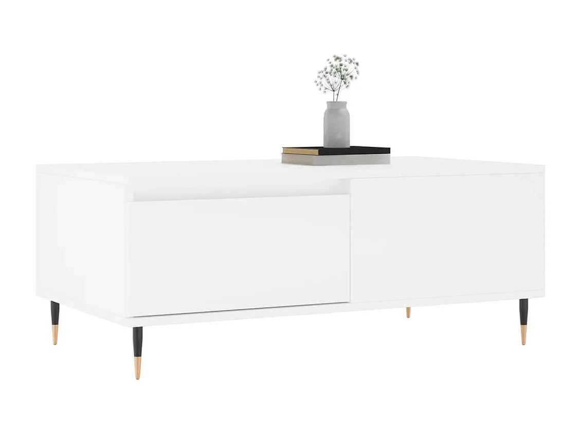 Table basse Blanc 90x50x36,5 cm Bois d'ingénierie OFR27379 BonneVie Meuble