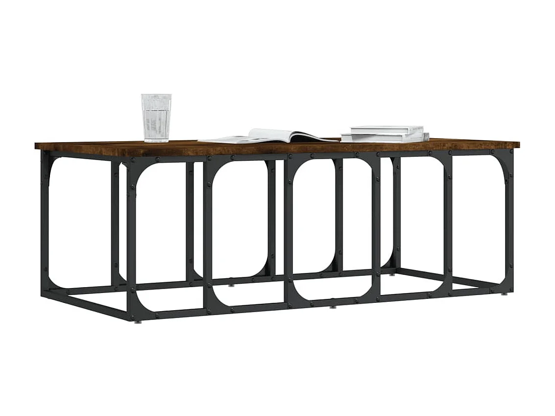 Table basse chêne fumé 100x50x35,5 cm bois d'ingénierie OFR82952 BonneVie Meuble