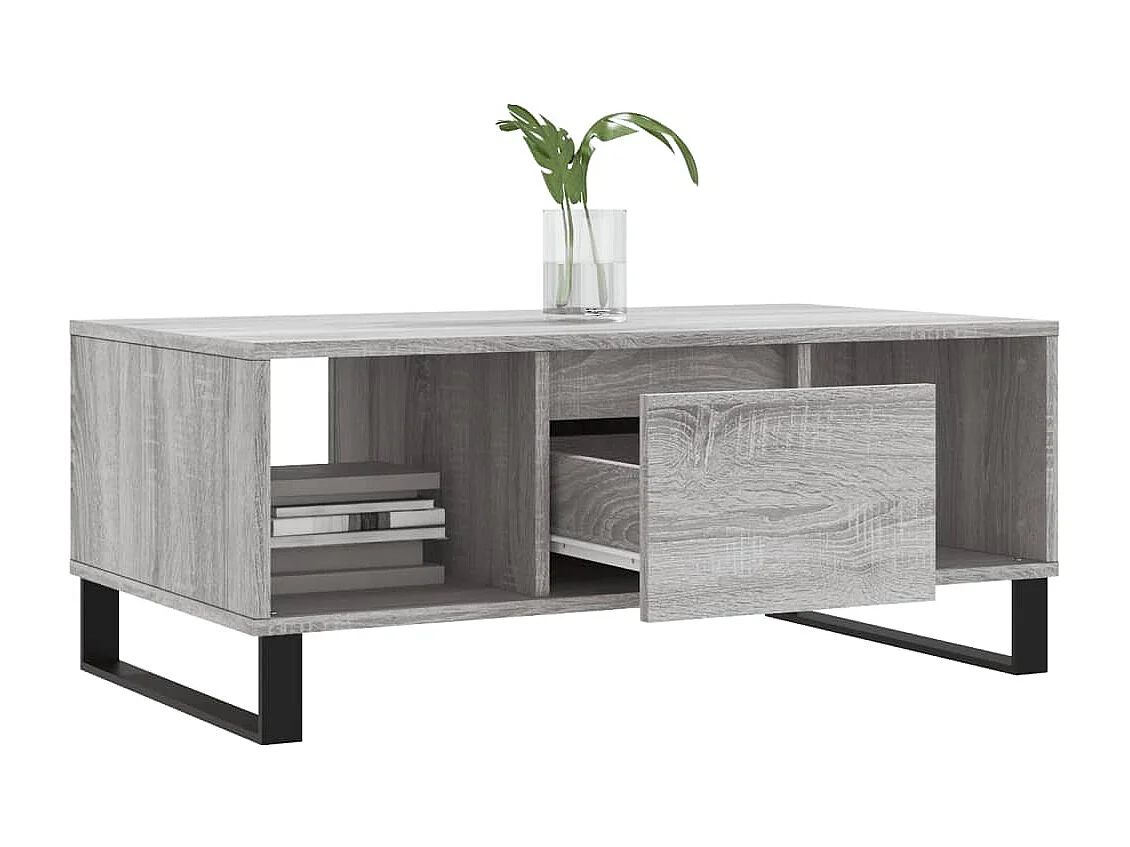 Table basse Sonoma gris 90x50x36,5 cm Bois d'ingénierie OFR36160 BonneVie Meuble