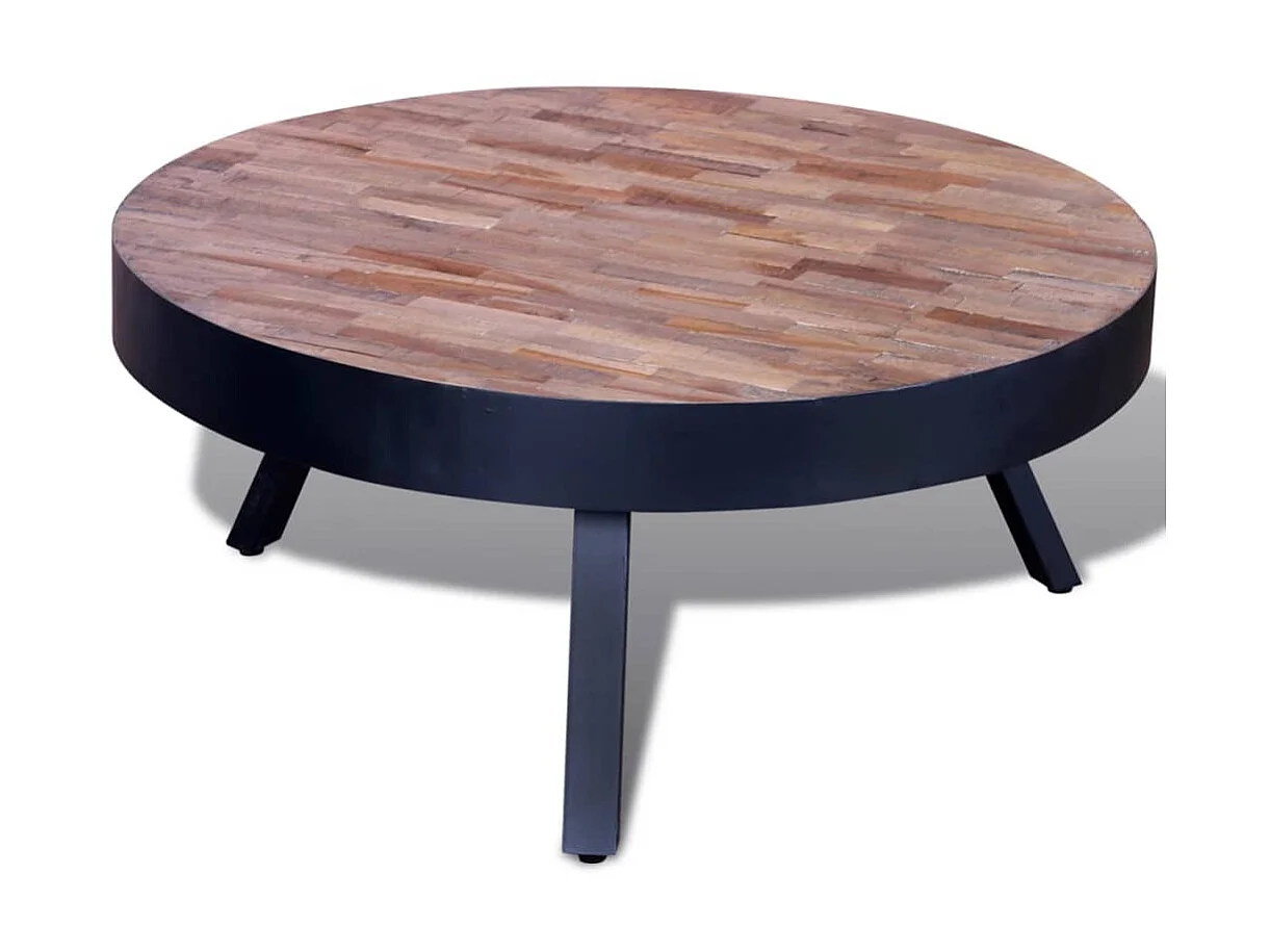 Mesa de centro redonda madera de teca reciclada ES39761