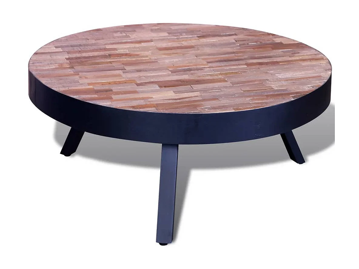 Mesa de centro redonda madera de teca reciclada ES39761