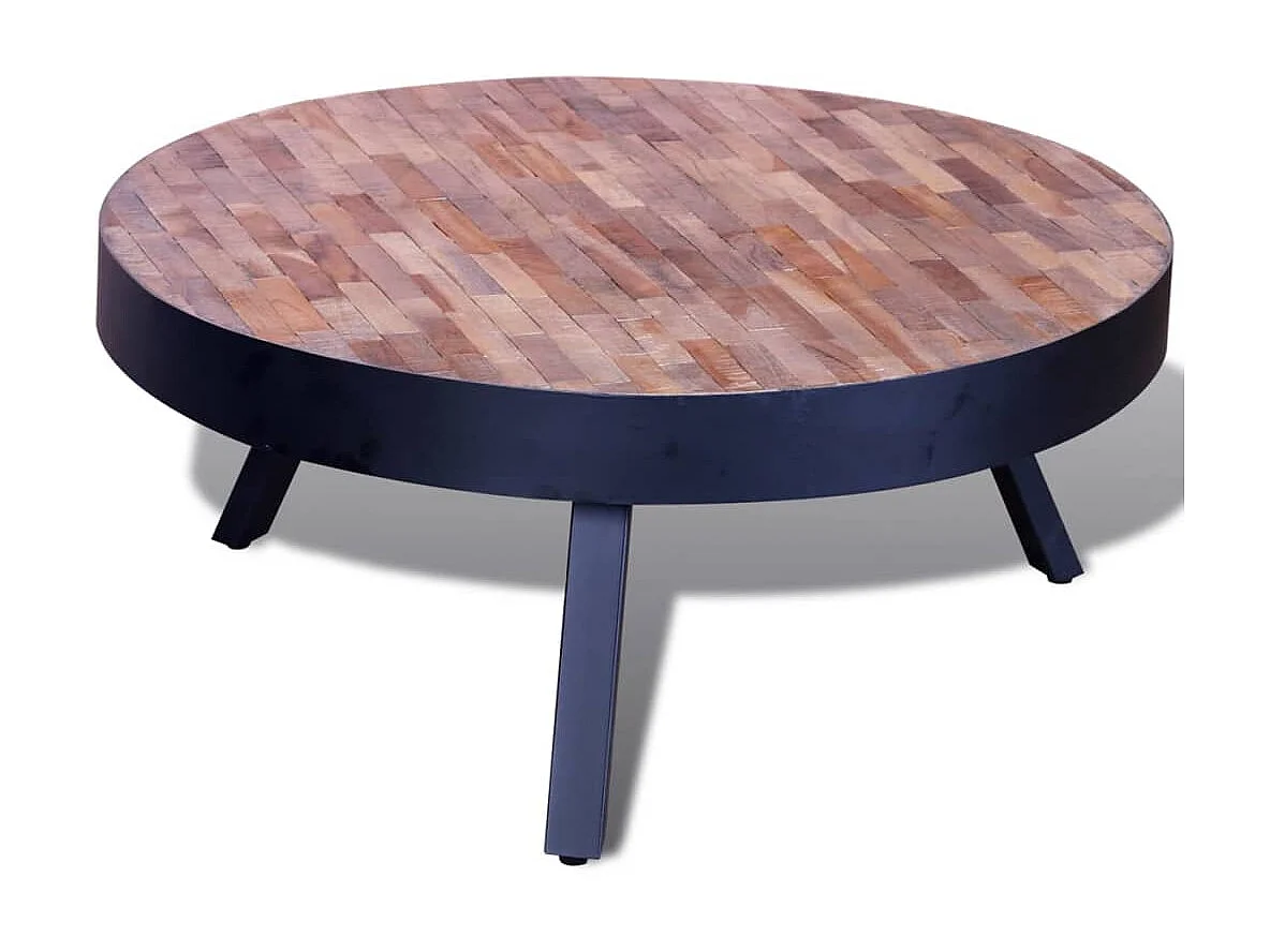 Table basse ronde Bois de teck recyclé OFR85858 BonneVie Meuble