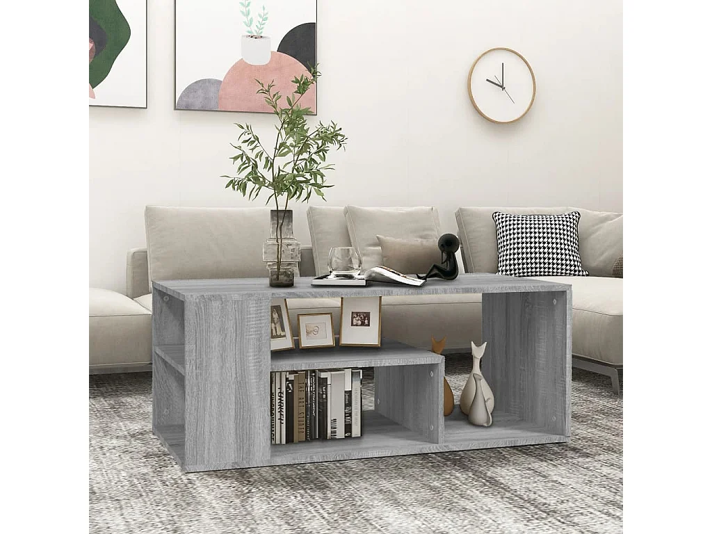 Mesa de centro 100x50x40cm derivados de madeira cinzento sonoma PT474603