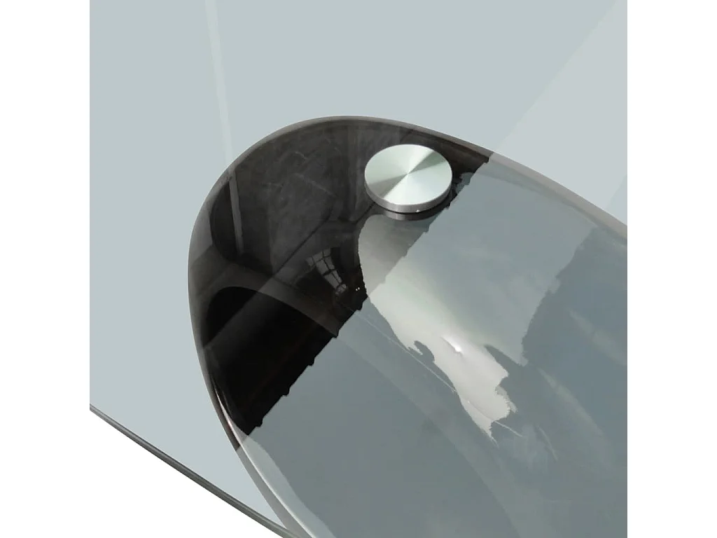 Table basse avec dessus de table en verre ovale Noir brillant OFR50406 BonneVie Meuble