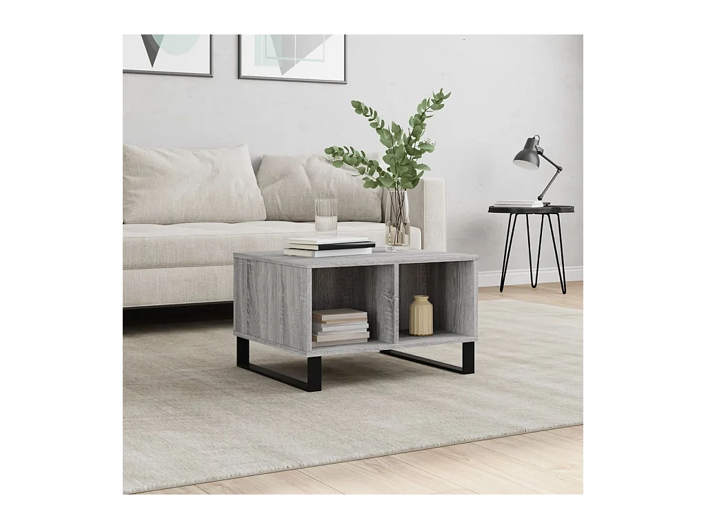 Table basse Sonoma gris 60x50x36,5 cm Bois d'ingénierie OFR50493 BonneVie Meuble