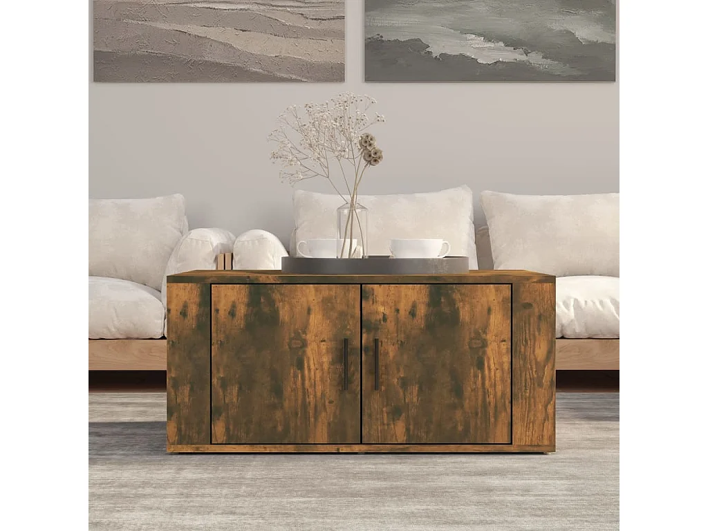 Table basse Chêne fumé 80x50x36 cm Bois d'ingénierie OFR64536 BonneVie Meuble