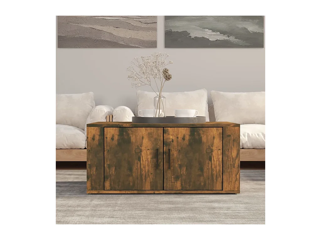 Table basse Chêne fumé 80x50x36 cm Bois d'ingénierie OFR64536 BonneVie Meuble