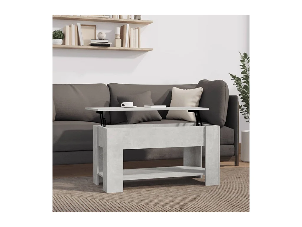 Table basse relevable Gris béton 101x49x52 cm Bois d'ingénierie OFR76172 BonneVie Meuble