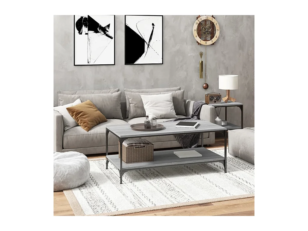 Table basse Sonoma gris 80x50x40 cm Bois d'ingénierie OFR45718 BonneVie Meuble