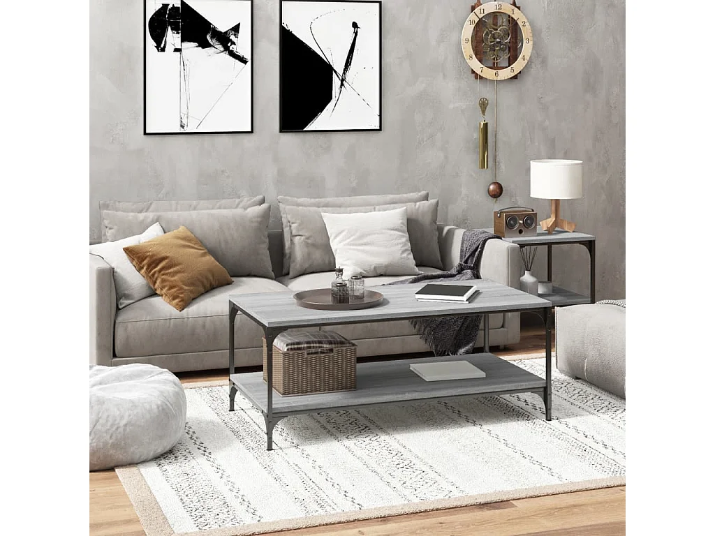 Table basse Sonoma gris 80x50x40 cm Bois d'ingénierie OFR45718 BonneVie Meuble
