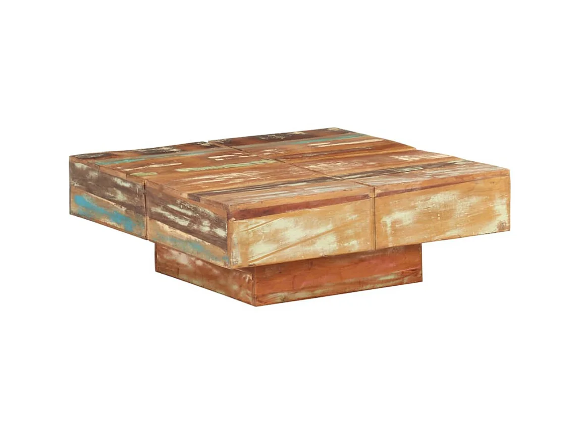 Table basse 80x80x28 cm Bois de récupération massif OFR33125 BonneVie Meuble