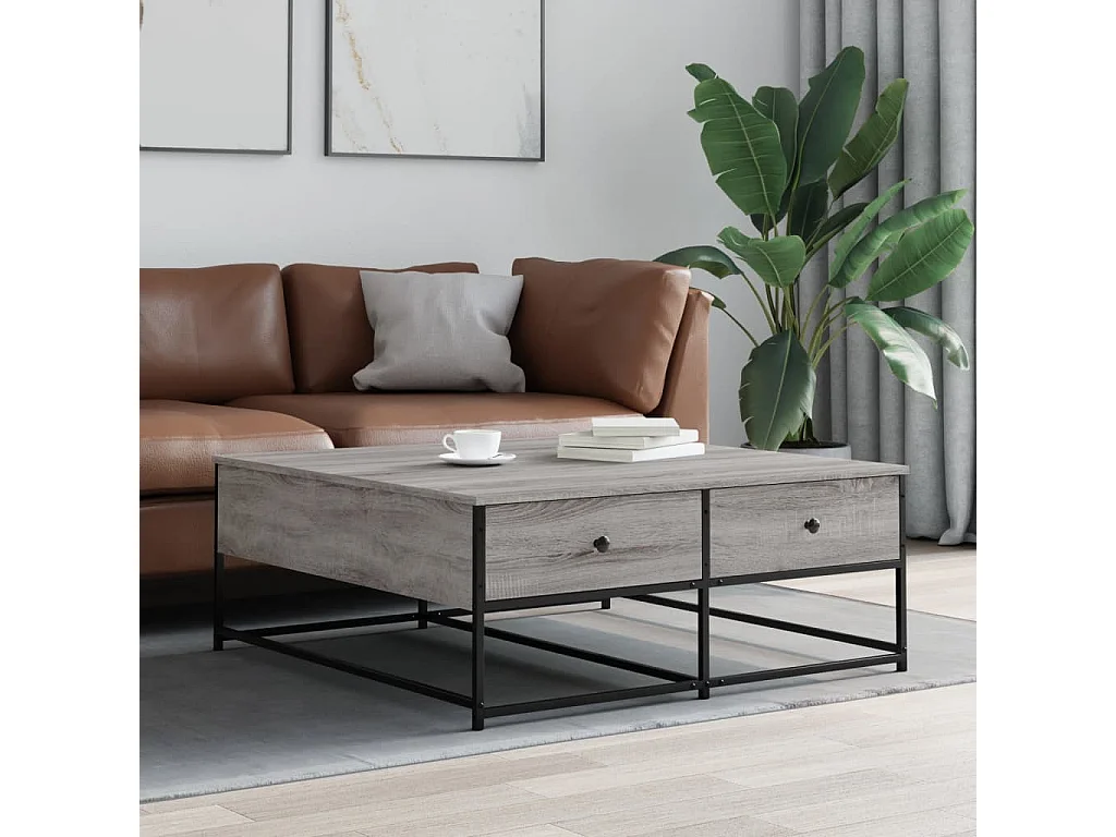 Table basse sonoma gris 100x99x40 cm bois d'ingénierie OFR91673 BonneVie Meuble