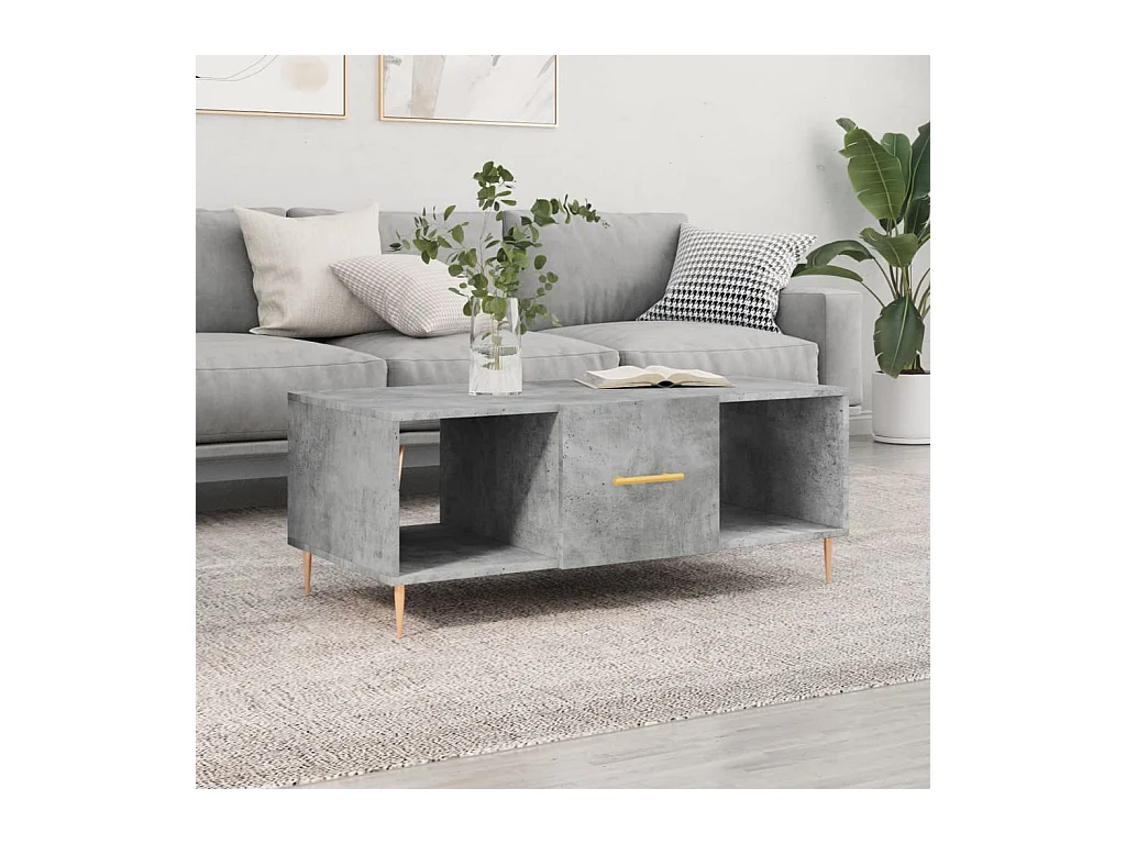Table basse gris béton 102x50x40 cm bois d'ingénierie OFR99678 BonneVie Meuble