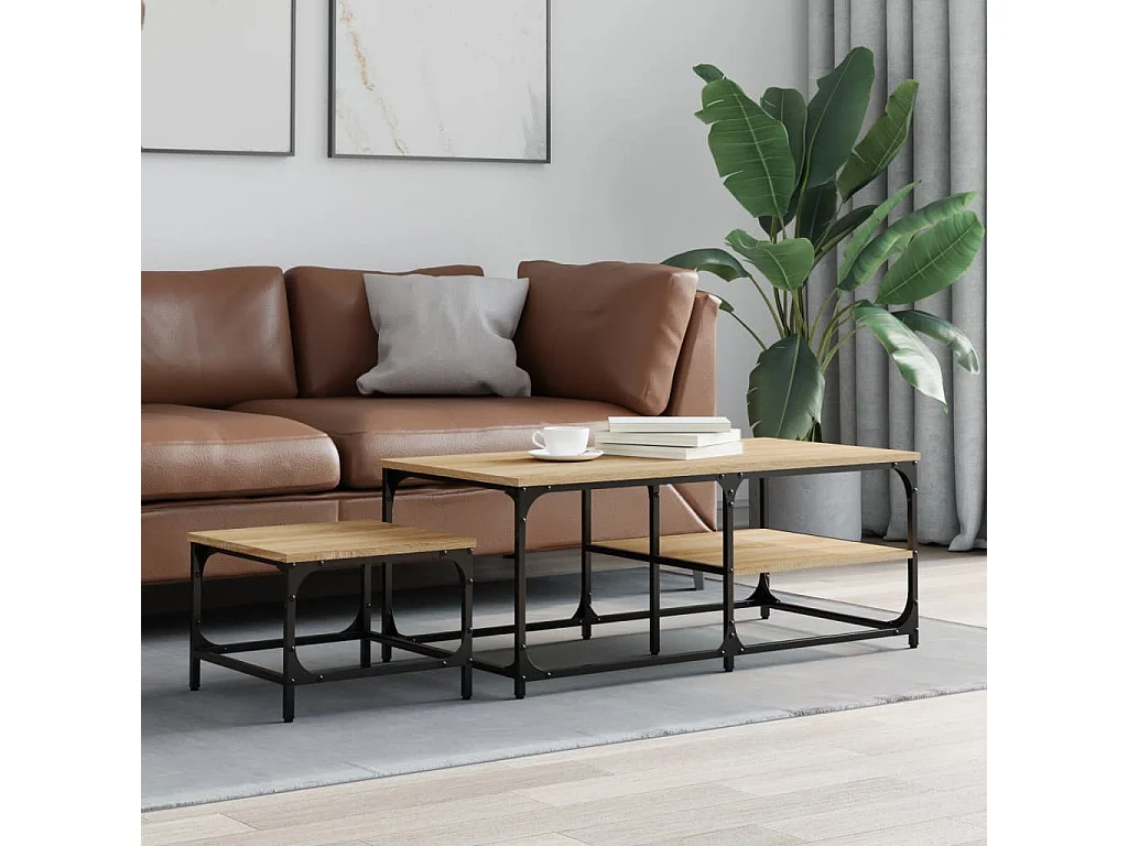 Tables basses gigognes 2 pcs chêne sonoma bois d'ingénierie OFR34981 BonneVie Meuble