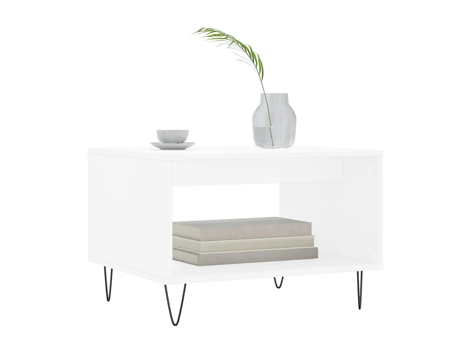 Table basse blanc 60x50x40 cm bois d'ingénierie OFR53377 BonneVie Meuble