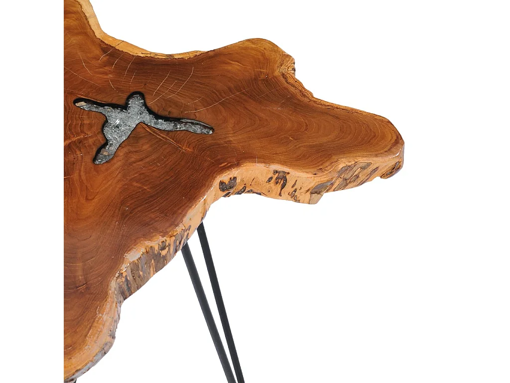 Table basse 70 x 45 cm Bois de teck massif et polyrésine OFR39506 BonneVie Meuble