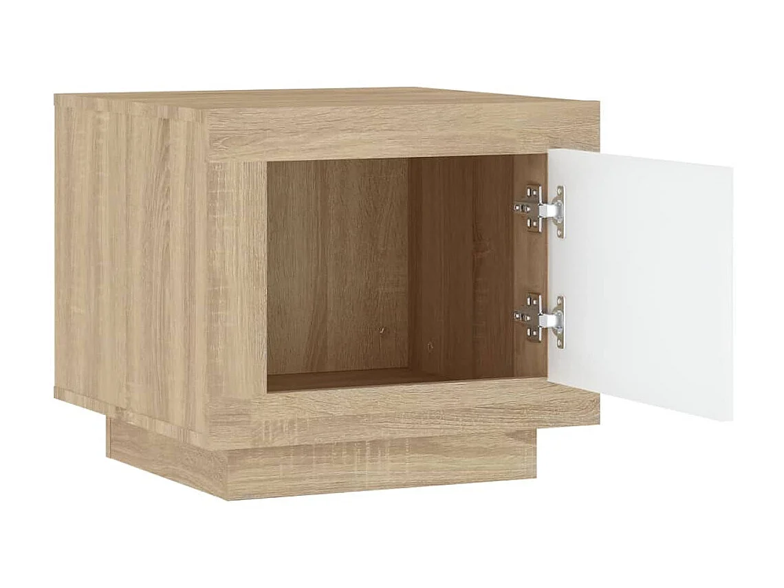 Table basse Blanc et chêne sonoma 51x50x45 cm Bois d'ingénierie OFR36003 BonneVie Meuble