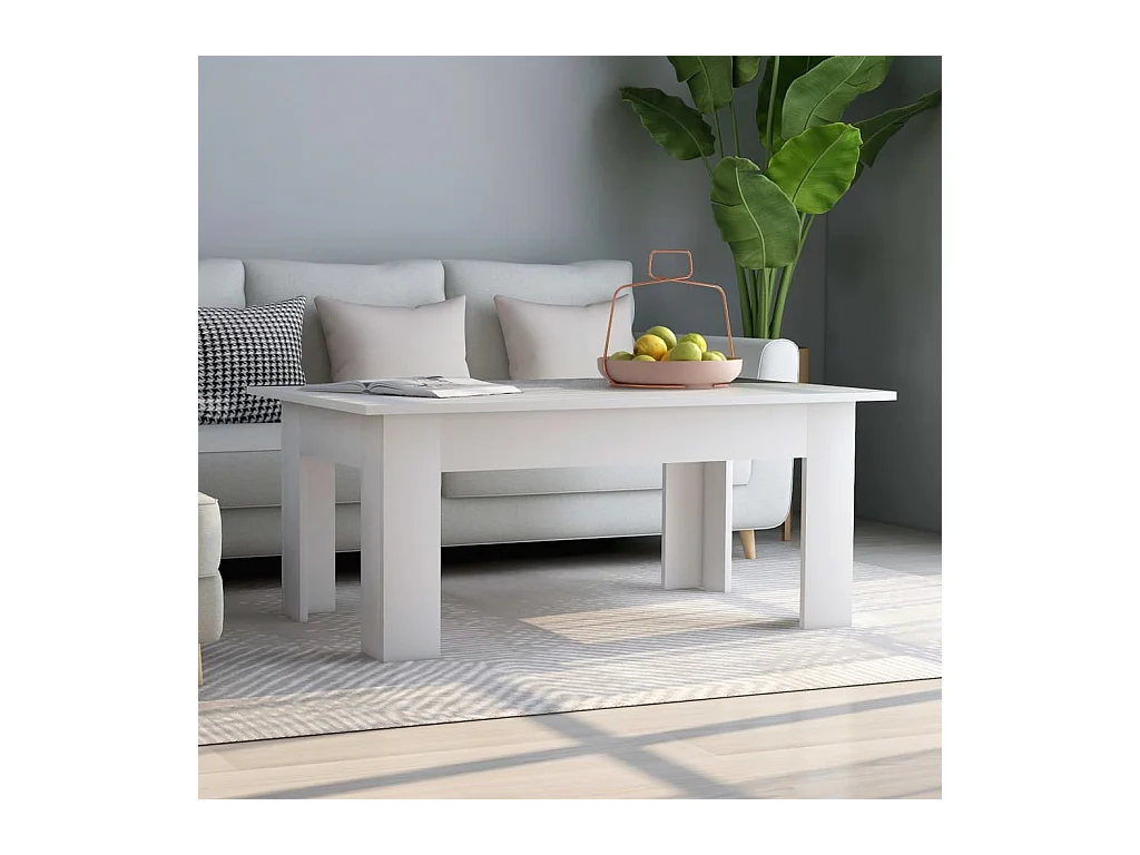 Table basse Blanc 100x60x42 cm Bois d'ingénierie OFR48221 BonneVie Meuble