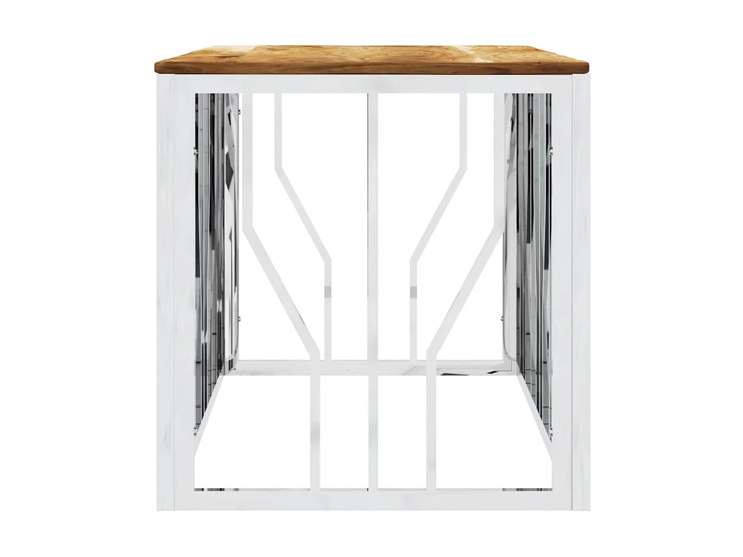 Mesa de centro acero inoxidable y madera maciza acacia plateada ES82513