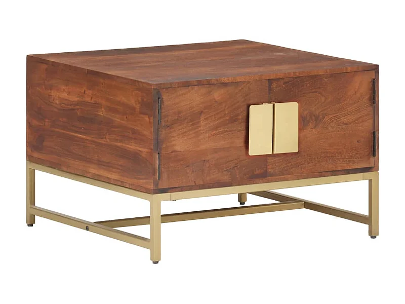 Table basse Marron miel 67x67x45 cm Bois solide d'acacia OFR72521 BonneVie Meuble