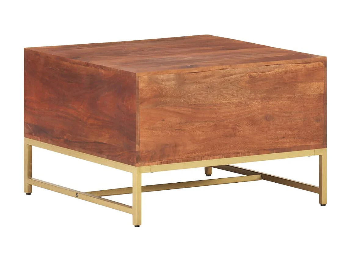 Table basse Marron miel 67x67x45 cm Bois solide d'acacia OFR72521 BonneVie Meuble