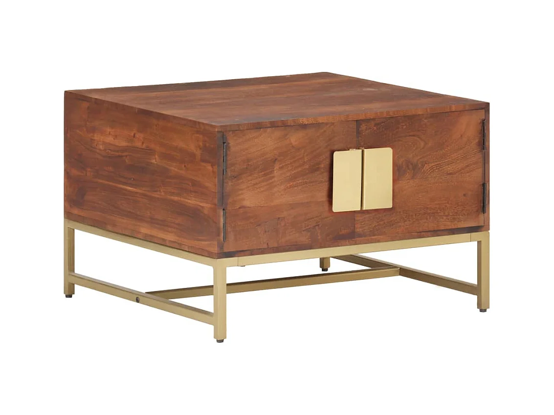 Table basse Marron miel 67x67x45 cm Bois solide d'acacia OFR72521 BonneVie Meuble