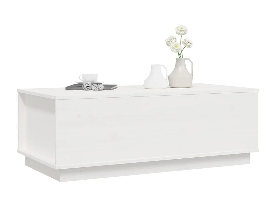Table basse relevable Blanc 100x50x35 cm Bois massif de pin OFR56327 BonneVie Meuble