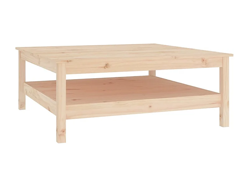 Mesa de centro de madera maciza de pino 100x100x40 cm ES97943