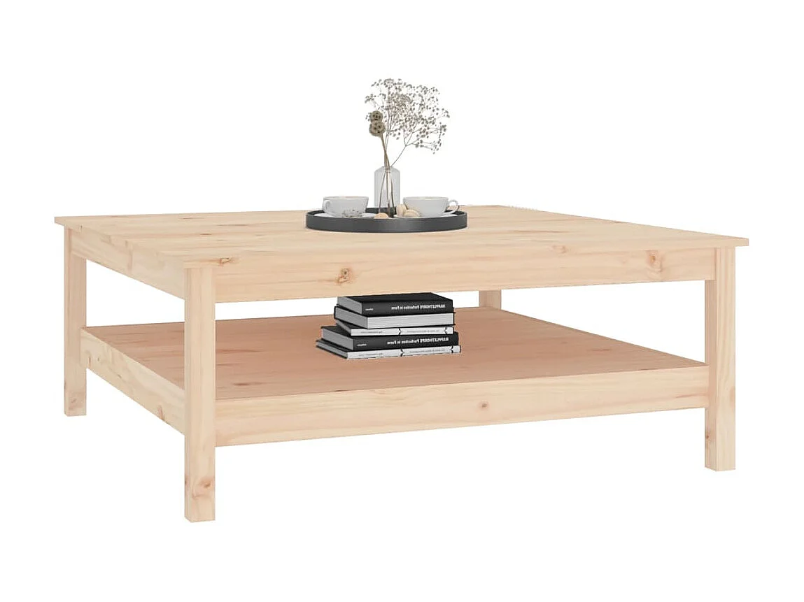 Mesa de centro de madera maciza de pino 100x100x40 cm ES97943