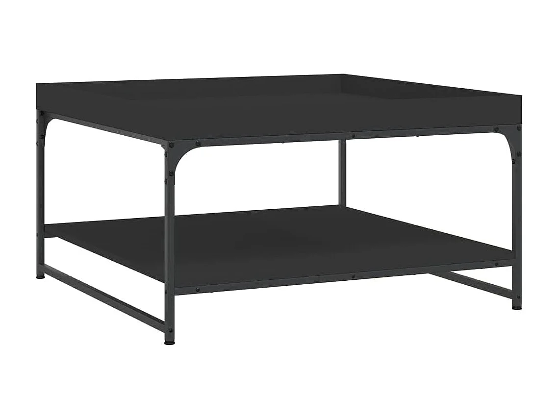 Table basse noir 80x80x45 cm bois d'ingénierie et fer OFR77337 BonneVie Meuble
