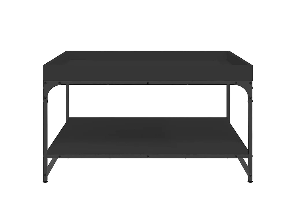 Table basse noir 80x80x45 cm bois d'ingénierie et fer OFR77337 BonneVie Meuble