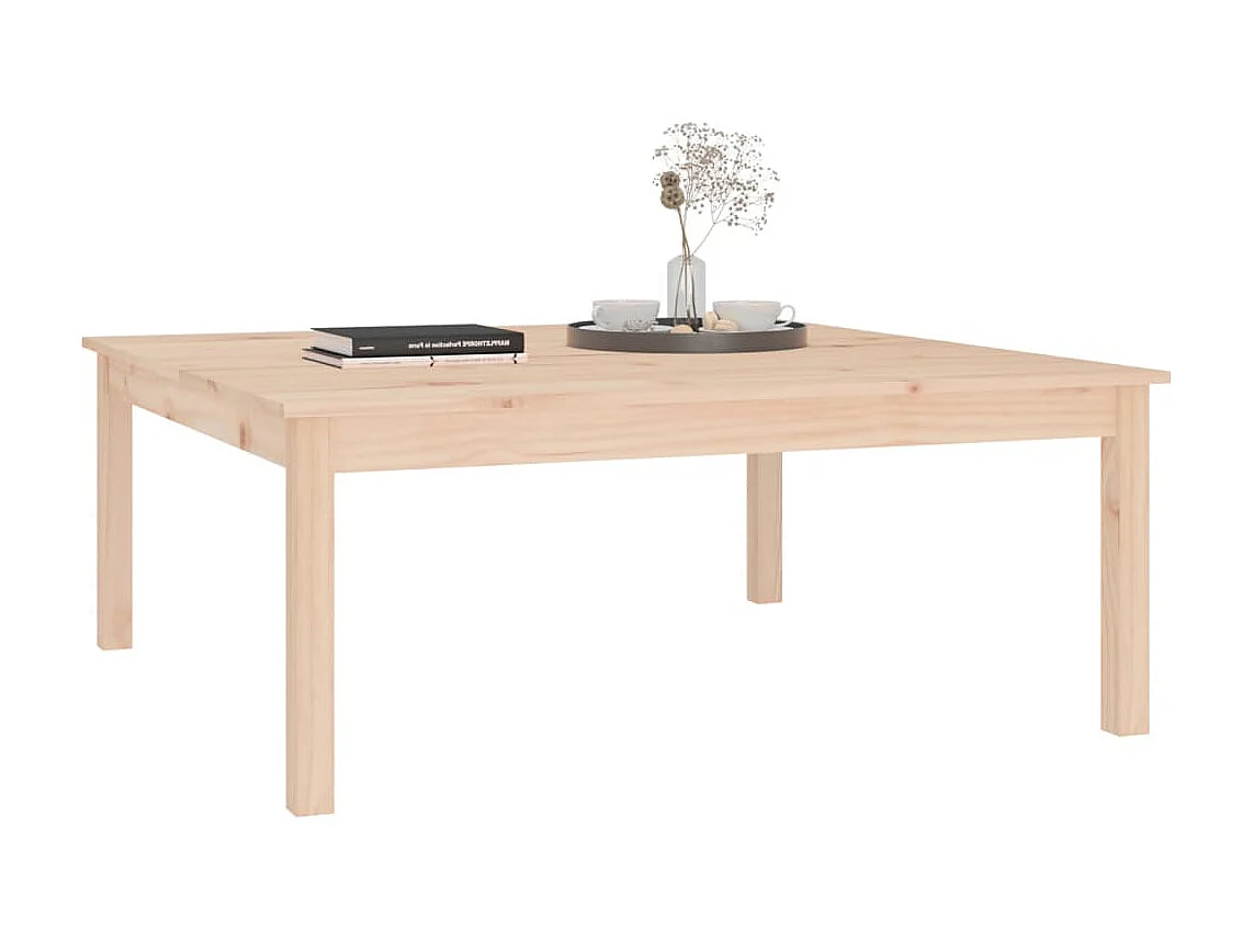 Mesa de centro de madera maciza de pino 100x100x40 cm ES88485