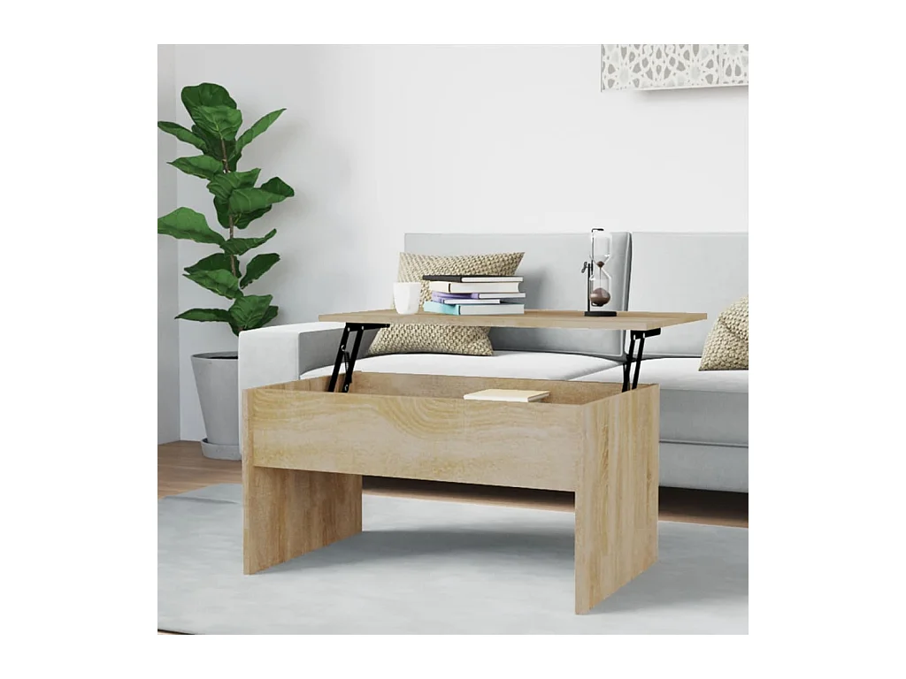 Table basse relevable Chêne sonoma 80x50,5x41,5 cm Bois d'ingénierie OFR66461 BonneVie Meuble