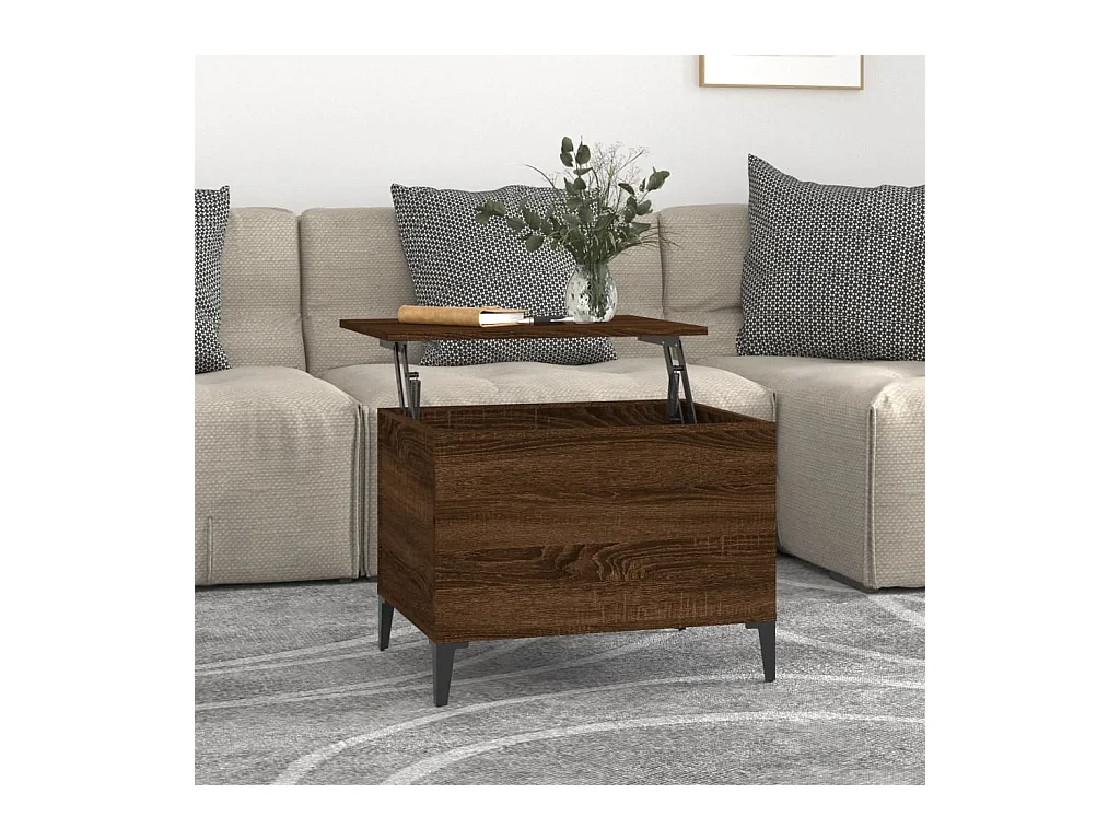 Table basse relevable Chêne marron 60x44,5x45 cm Bois d'ingénierie OFR48790 BonneVie Meuble