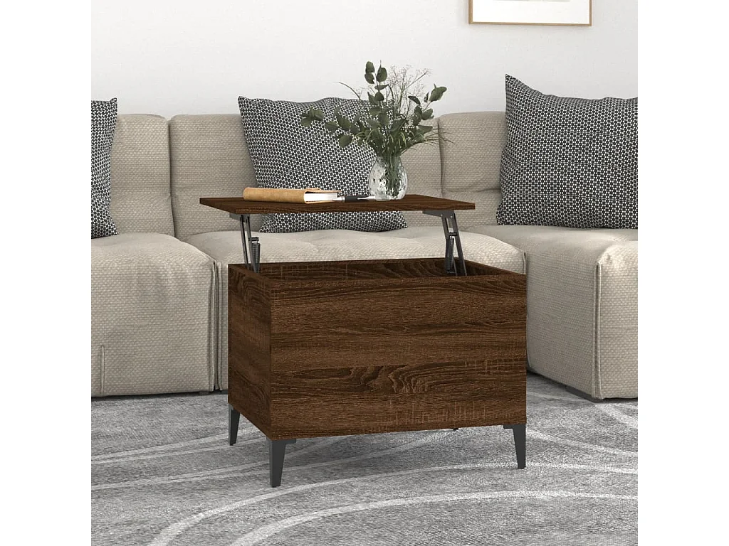 Table basse relevable Chêne marron 60x44,5x45 cm Bois d'ingénierie OFR48790 BonneVie Meuble
