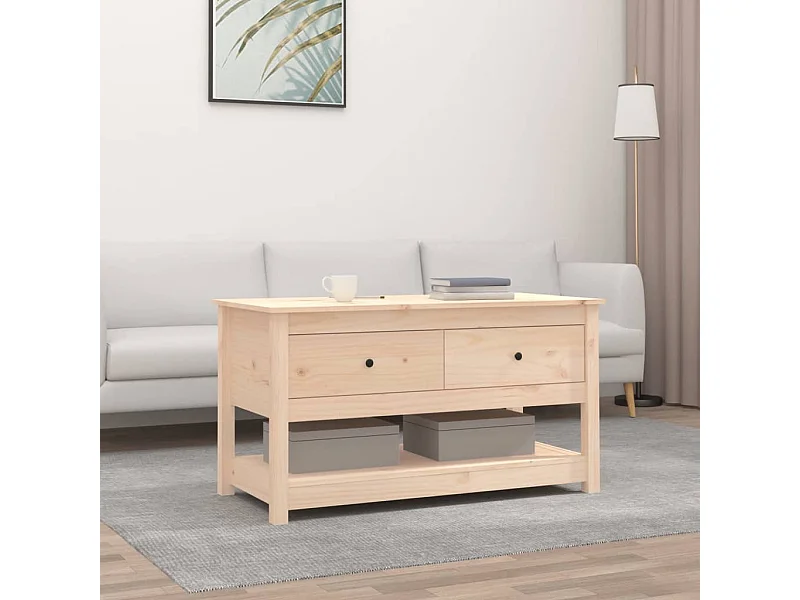 Table basse 102x49x55 cm Bois massif de pin OFR25581 BonneVie Meuble