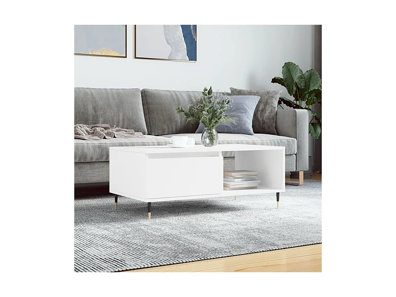 Mesa de centro madera contrachapada blanco 90x50x36,5 cm ES35962