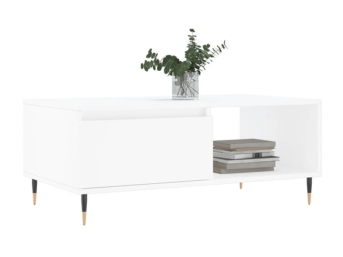 Mesa de centro madera contrachapada blanco 90x50x36,5 cm ES35962