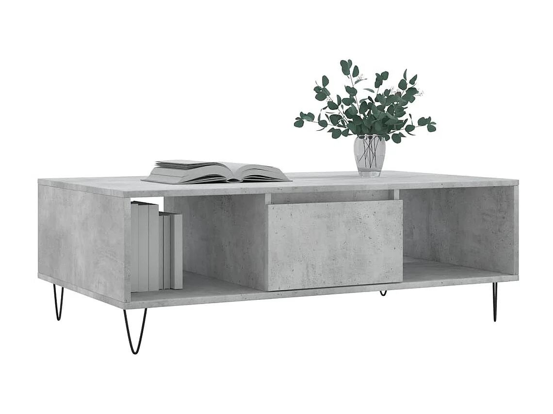 Table basse gris béton 104x60x35 cm bois d'ingénierie OFR53521 BonneVie Meuble