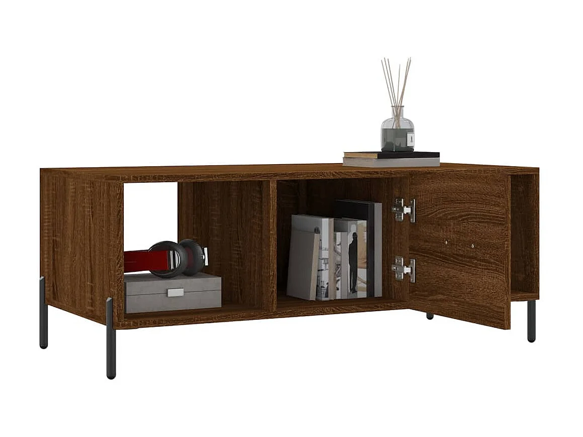 Table basse chêne marron 102x50x40 cm bois d'ingénierie OFR37032 BonneVie Meuble