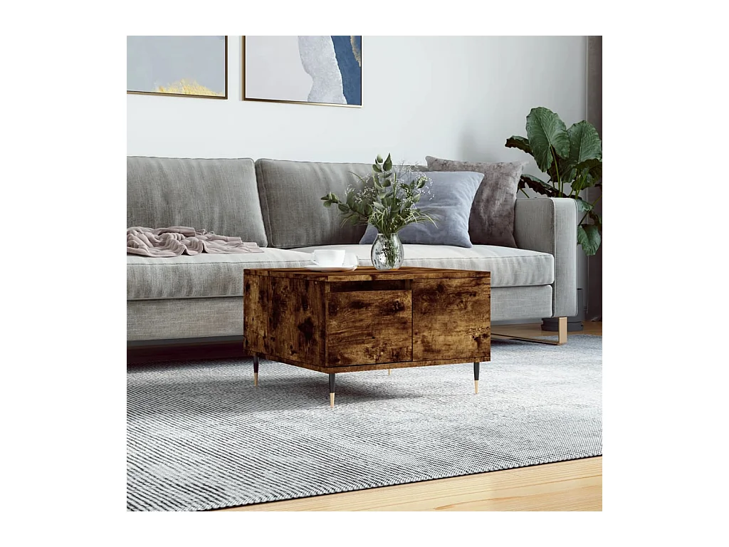Table basse chêne fumé 55x55x36,5 cm bois d'ingénierie OFR23533 BonneVie Meuble