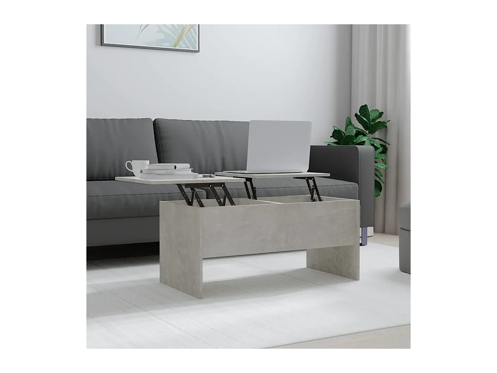 Table basse Gris béton 102x50,5x46,5 cm Bois d'ingénierie OFR92890 BonneVie Meuble