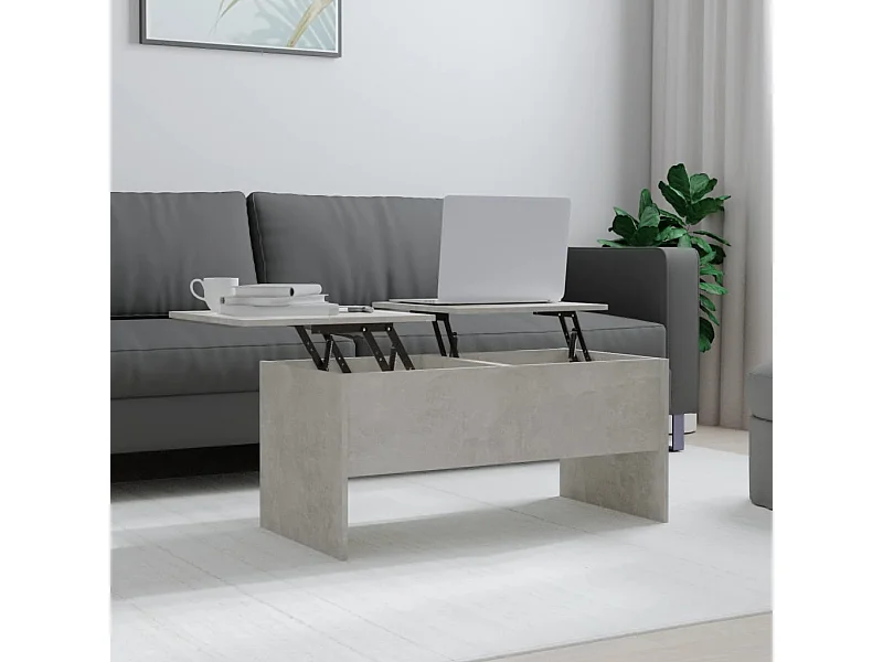 Table basse Gris béton 102x50,5x46,5 cm Bois d'ingénierie OFR92890 BonneVie Meuble