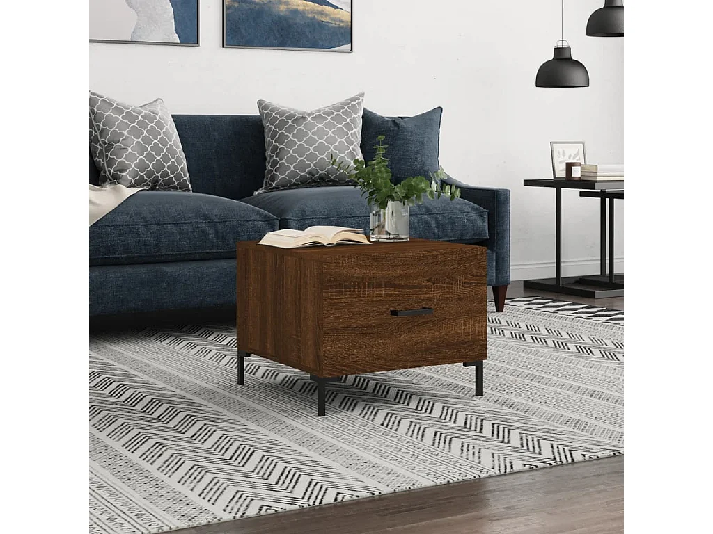 Mesa de centro 50x50x40 cm derivados madeira carvalho castanho PT336280