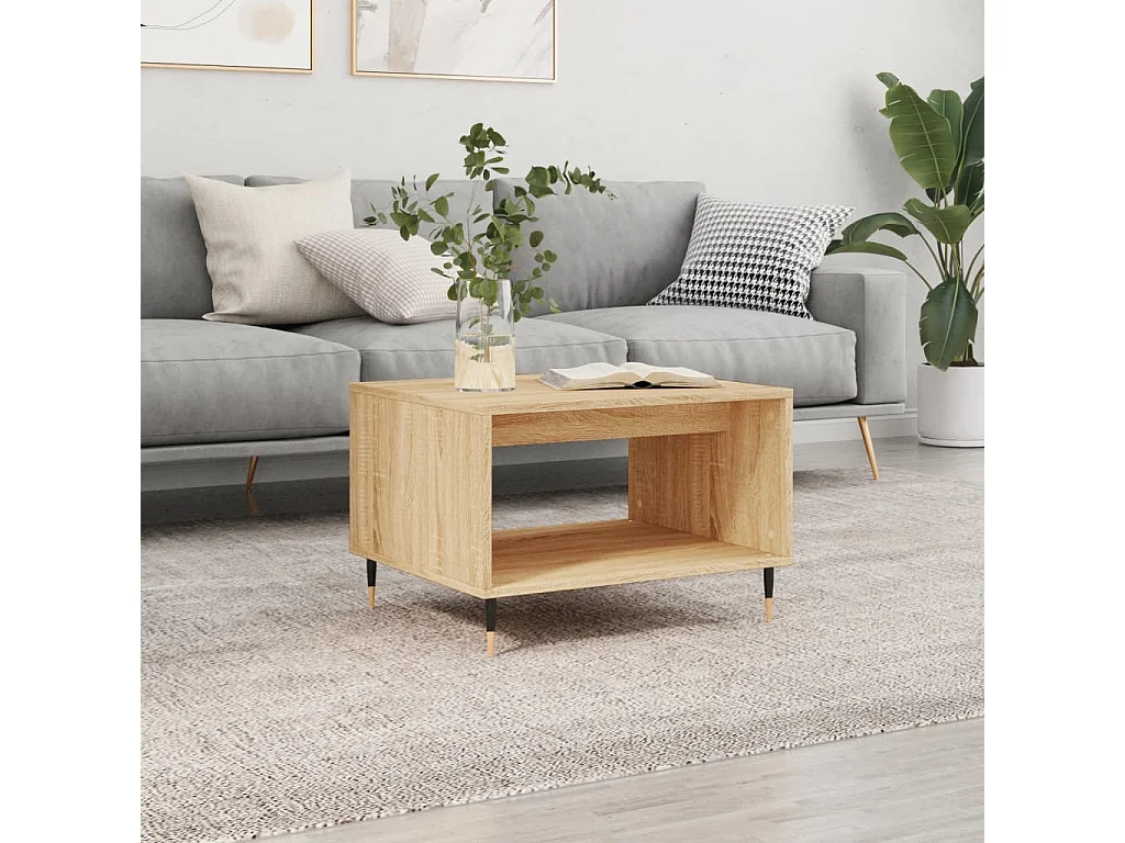 Table basse chêne sonoma 60x50x40 cm bois d'ingénierie OFR37131 BonneVie Meuble