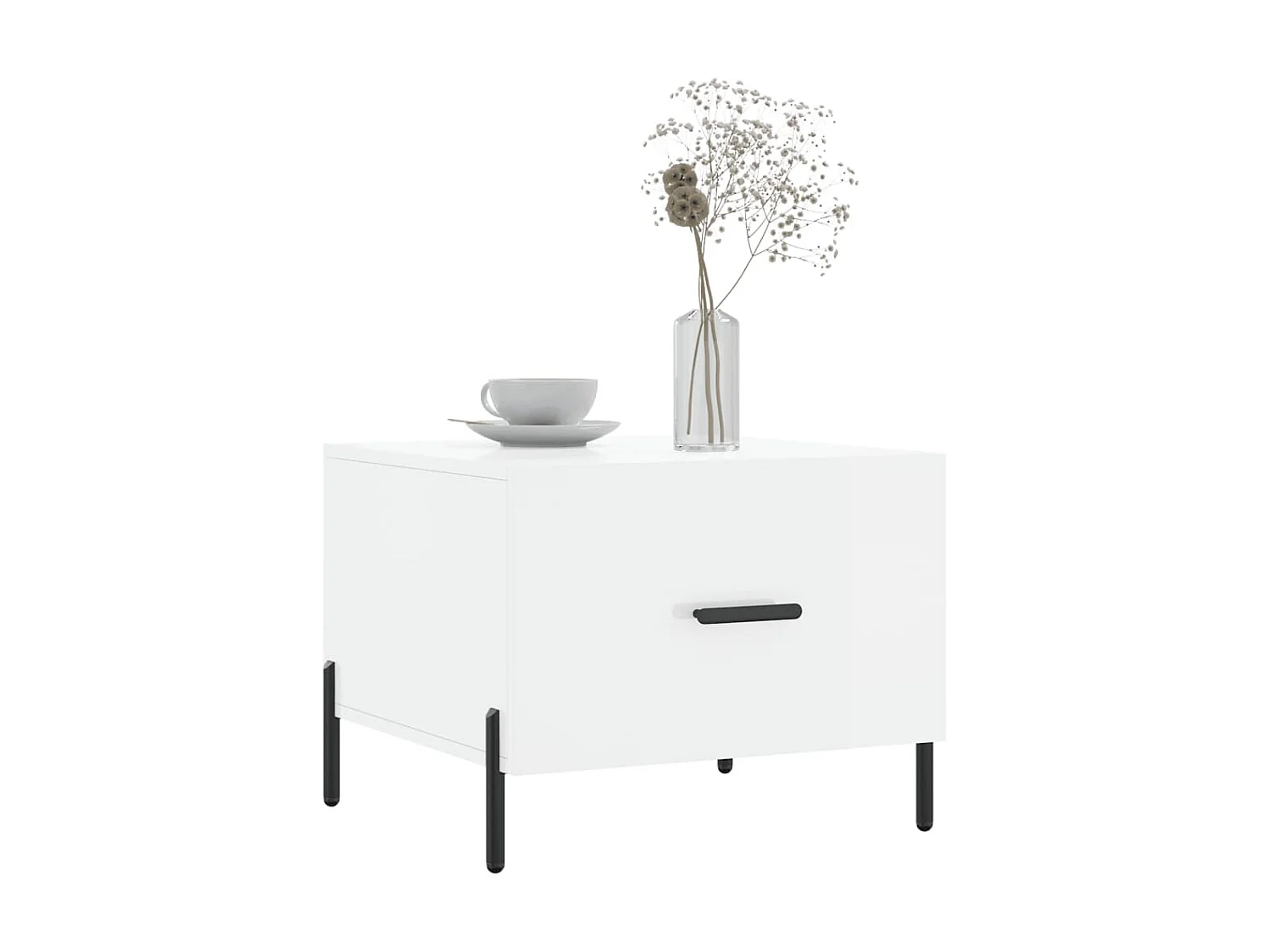 Table basse blanc brillant 50x50x40 cm bois d'ingénierie OFR89045 BonneVie Meuble