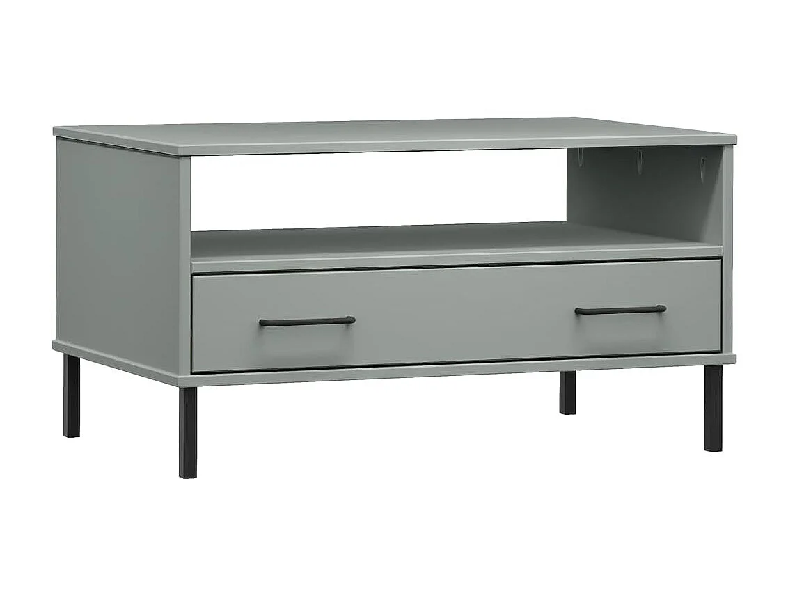 Table basse avec pieds en métal Gris 85x50x45 cm Bois OSLO OFR35973 BonneVie Meuble