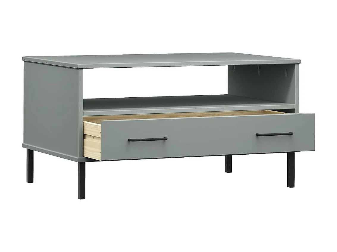 Table basse avec pieds en métal Gris 85x50x45 cm Bois OSLO OFR35973 BonneVie Meuble