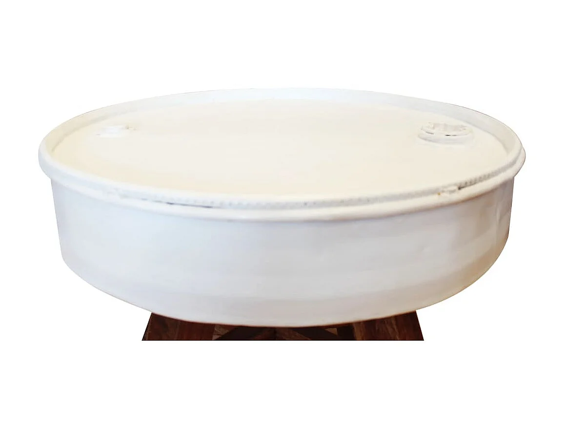 Mesa de centro 60x45 cm madeira recuperada maciça branco PT203056